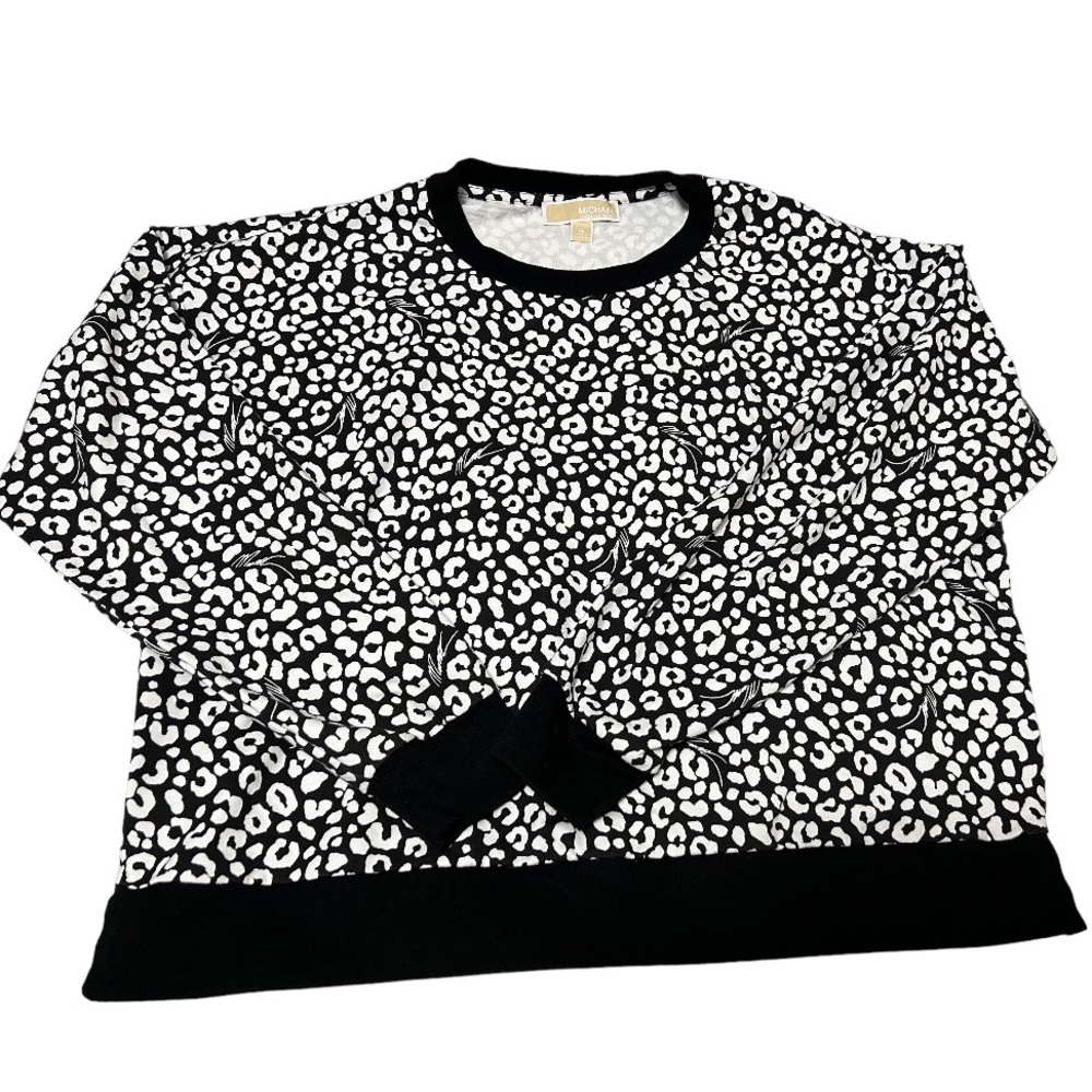MICHAEL Michael Kors Black and White Animal Print Sweatshirt. Size XL.